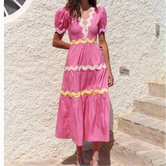 CeliaB Piscis Dress Pink Midi Sundress M - Picture 1 of 5